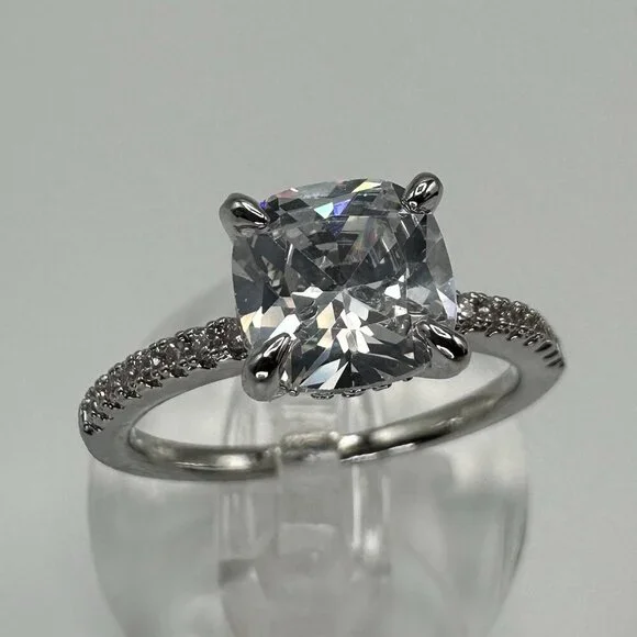 Womens Silver Plated Brass Ring Cubic Zirconia - Picture 9 of 15